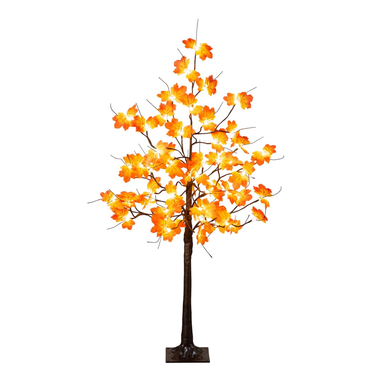 4ft. Pre-Lit Minimalist Autumn Maple Artificial Fall Tree with 56 Warm White LED Lights